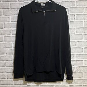 Lincs DC & Co Black 1/4 zipped Sueded Cotton pullover sweater, large